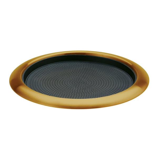 Tray with Removable Insert, 9" Round, Stainless Steel, Vintage Gold